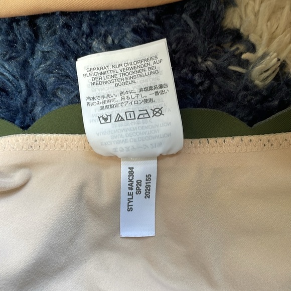 J.Crew Scalloped One-Shoulder Bikini Top In Laser-Cut Eyelet Olive Green S - Picture 6 of 6